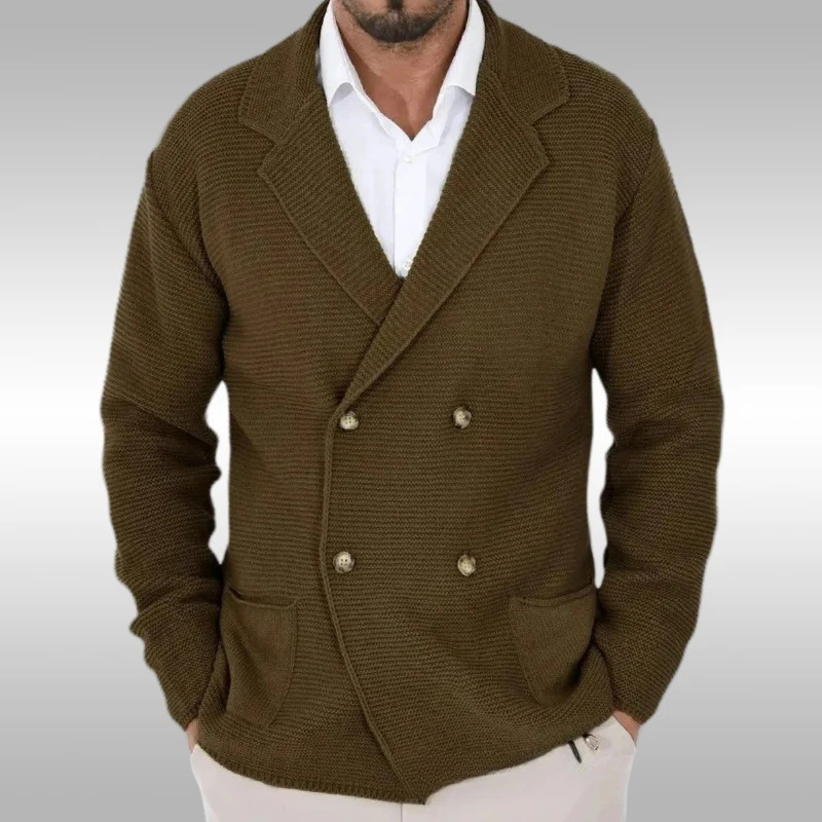 Classic Men's Double Breasted Knit Sweater