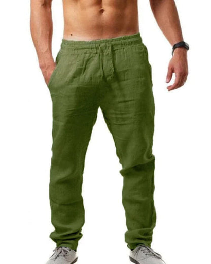 Comfortable Mens Cotton Pants Elastic Waistband