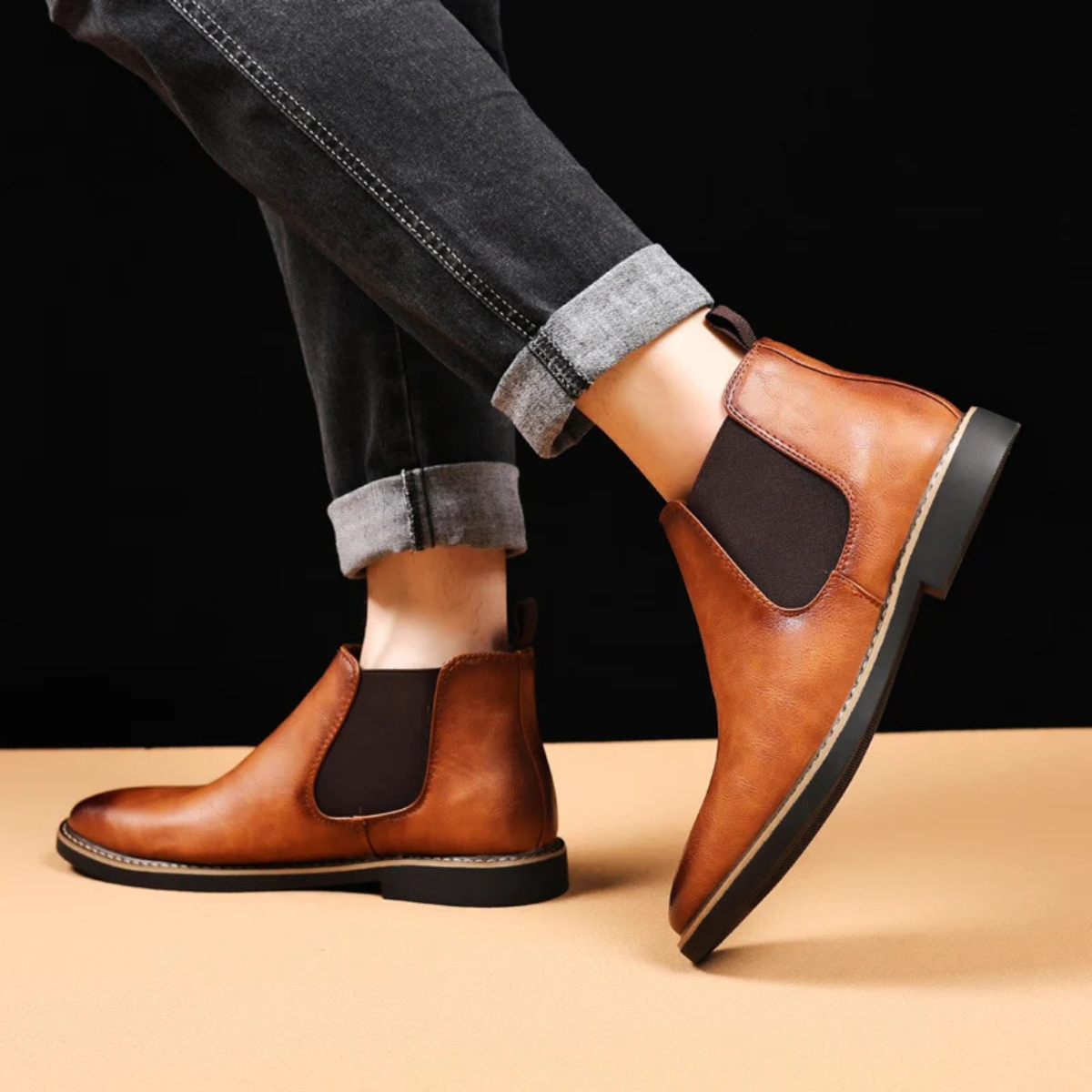 Stylish Men's Genuine Leather Chelsea Ankle Boots