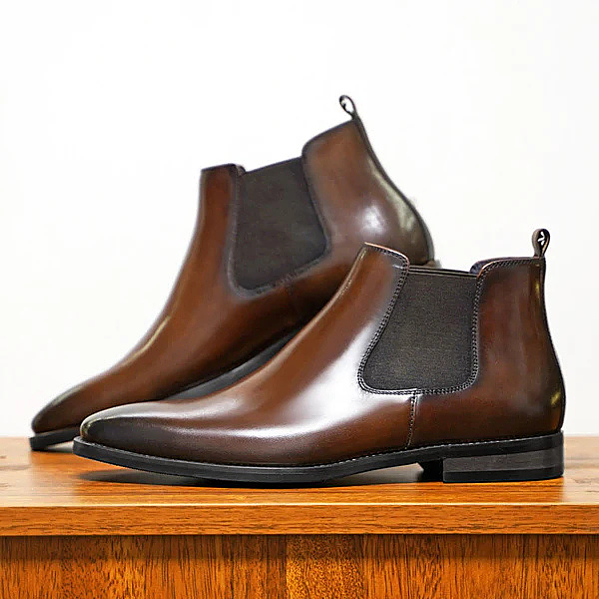 Elegant Low Heel Leather Ankle Boots