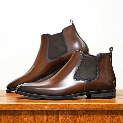 Elegant Low Heel Leather Ankle Boots