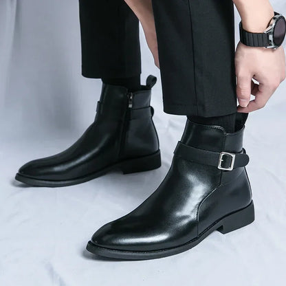 Smart Mens Leather Ankle Boots