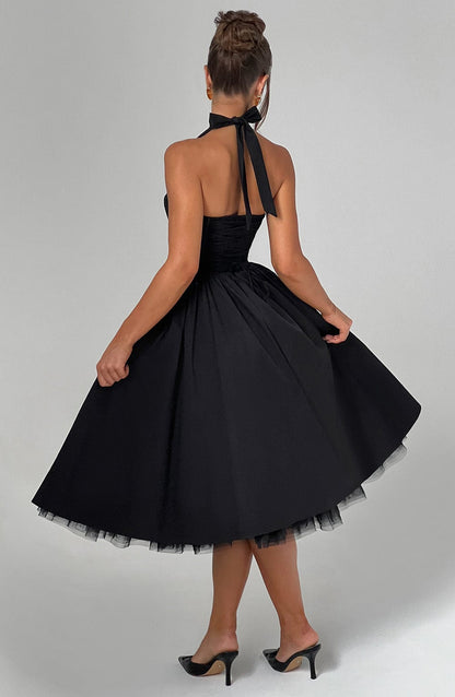 Floral Midi Dress with Ruffled Skirt and Lace Hem