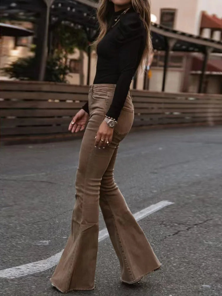 Fashionable Wide Leg Corduroy Pants for Women