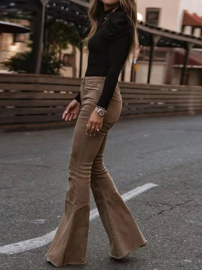 Fashionable Wide Leg Corduroy Pants for Women