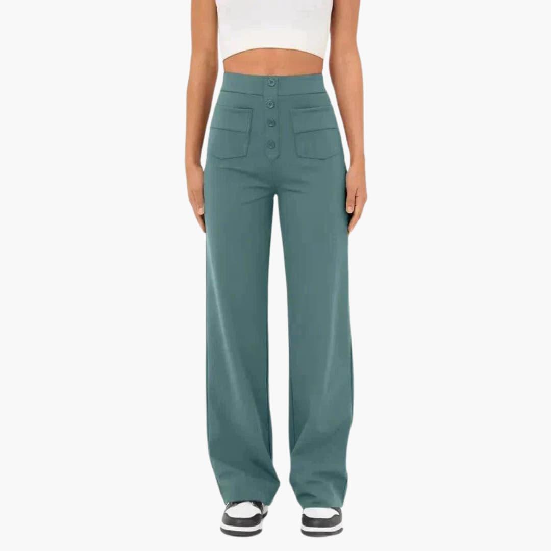 Women's Comfortable Wide Leg Pants with Button Front