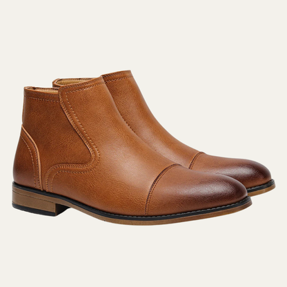 Stylish Men's Leather Side Zip Ankle Boots