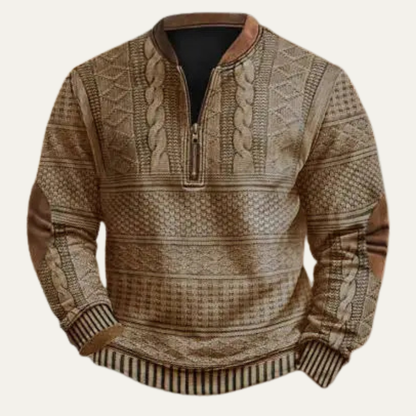 Classic Men's Crew Neck Patterned Pullover Sweater - Nocini