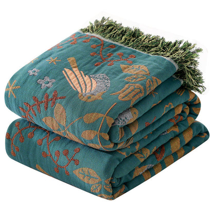 Colorful Reversible Bird Print Soft Blanket
