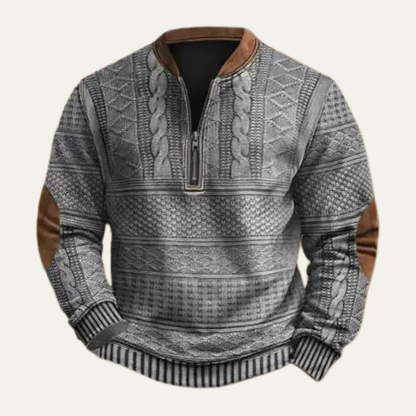 Classic Men's Crew Neck Patterned Pullover Sweater