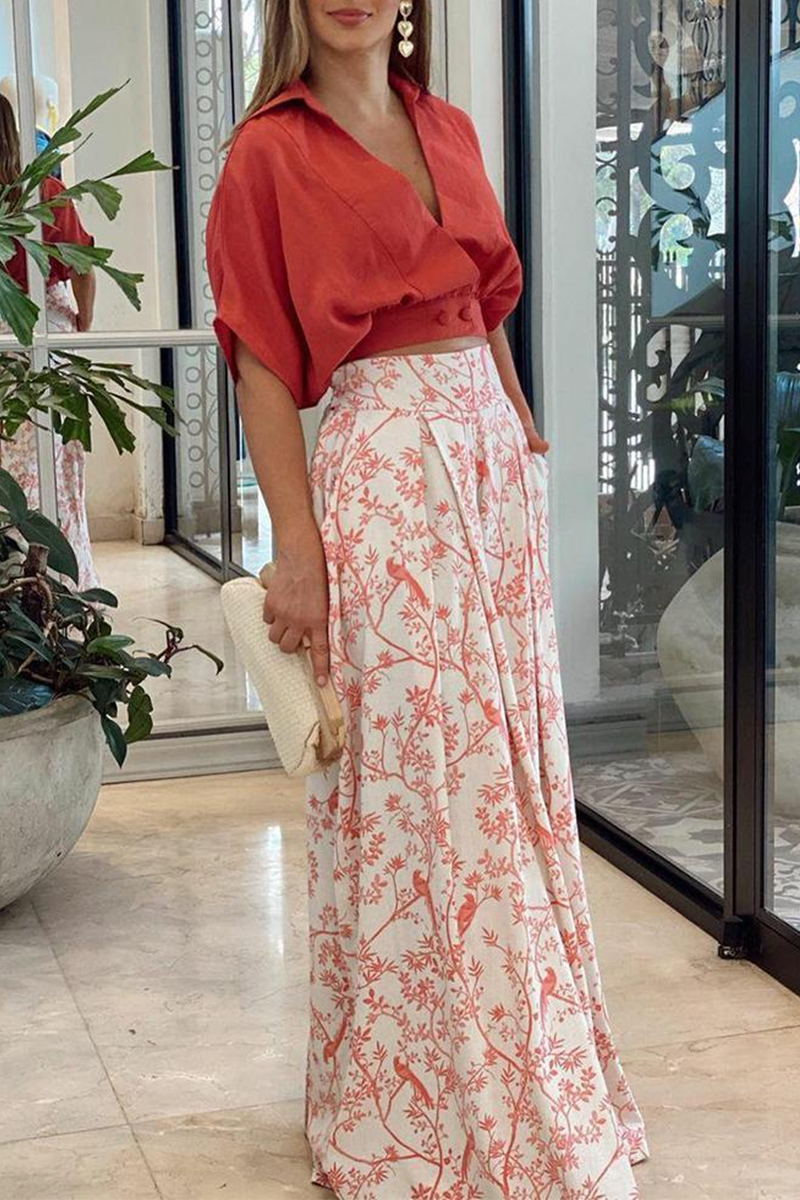 Women's Floral Capri Pants Outfit Set