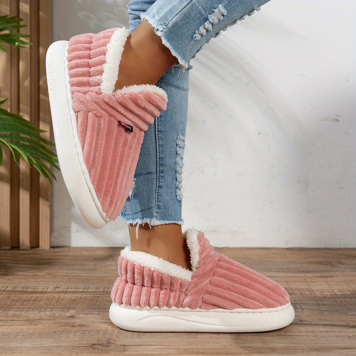 Warm Cozy Women's Slipper Shoes with Grip Soles