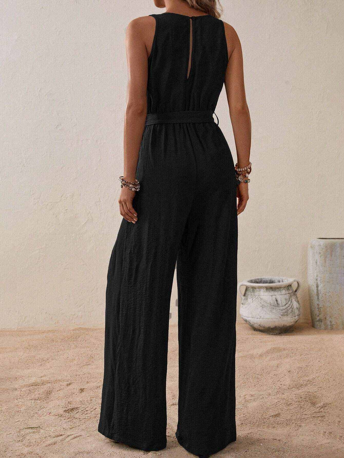 Chic One Piece Wrap Jumpsuit