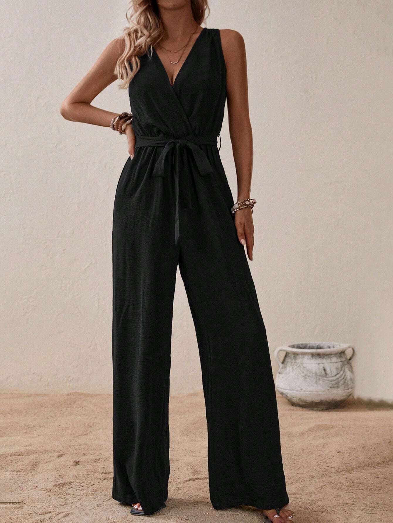 Chic One Piece Wrap Jumpsuit