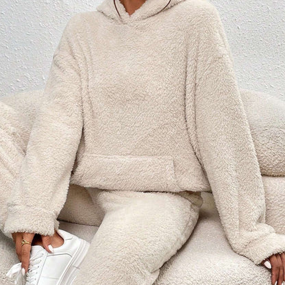 Soft Fleece Teddy Hooded Jumpsuit for Lounge Relaxation - Olytrend