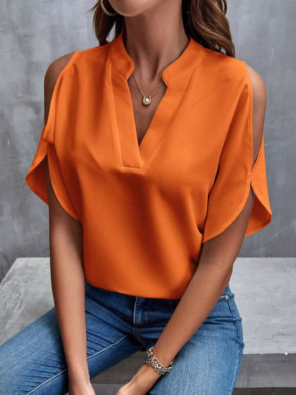 Women's Relaxed Fit V Neck Button Blouse