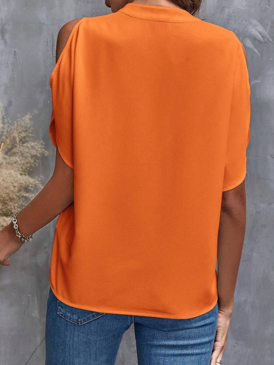 Women's Relaxed Fit V Neck Button Blouse