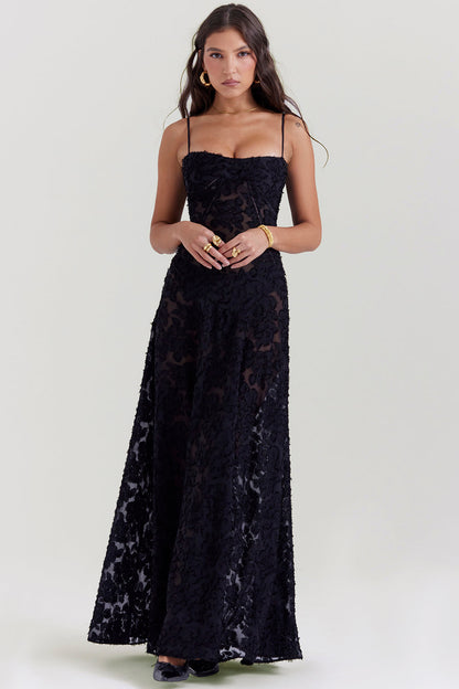 Beautiful Long Sleeveless Embroidered Maxi Dress