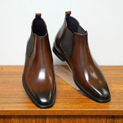 Sleek Men's Black Leather Dress Boots