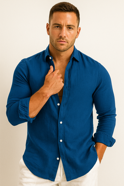 Men's Simple Relaxed Fit Long Sleeve Shirt