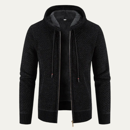 Warm Mens Fleece Lined Zip Up Hoodie Jacket