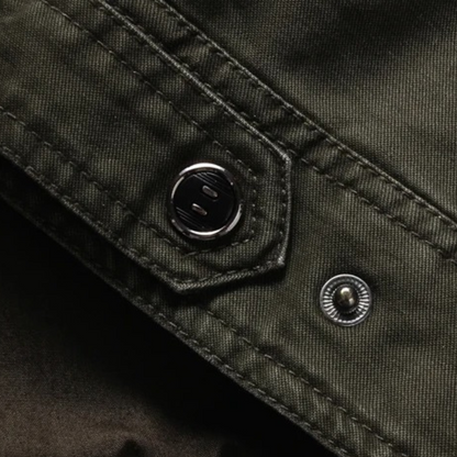 Stylish Men's Cotton Cargo Jacket with Multiple Pockets