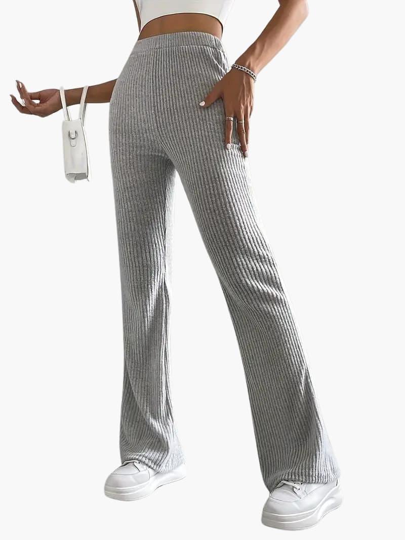 Soft High Waisted Knit Trousers for Women – Relaxed Fit Pants
