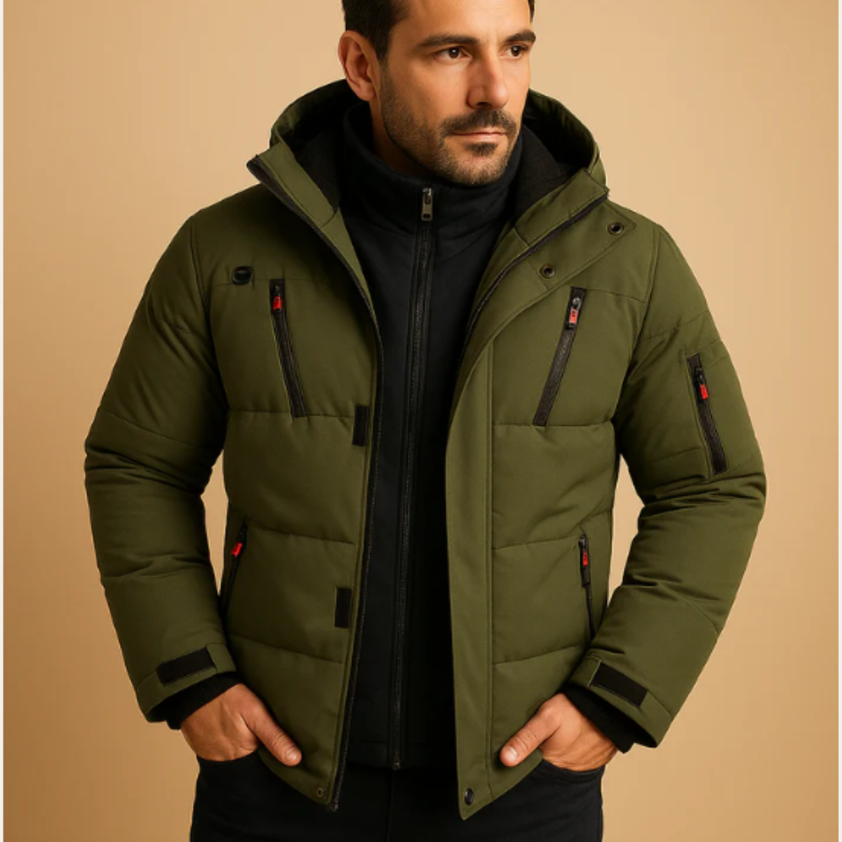 Waterproof Insulated Men's Puffer Coat with Hood