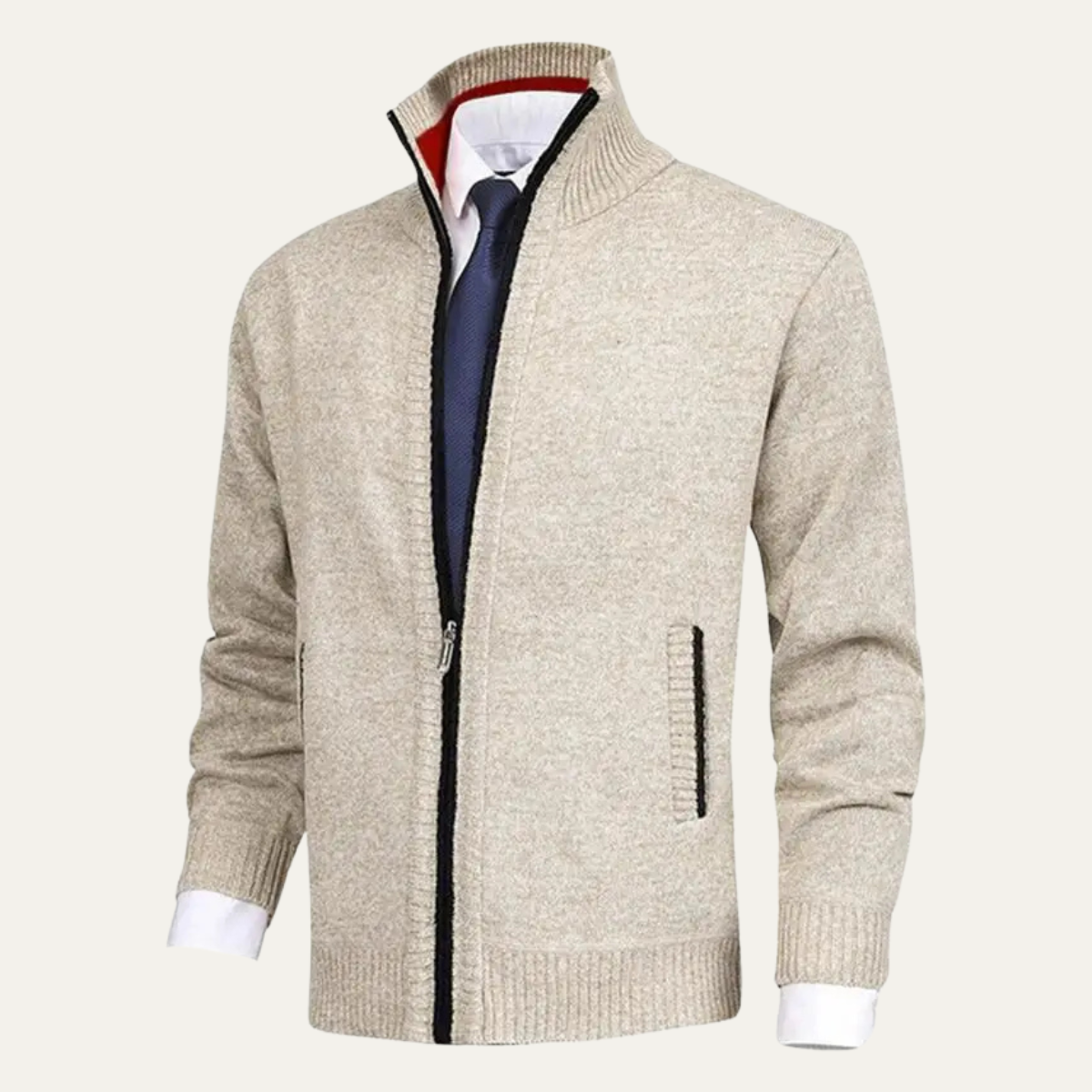 Warm Mens Full Zip Fleece Knit Cardigan Jacket