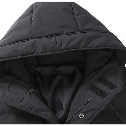 Warm Men's Long Padded Parka Jacket with Hood