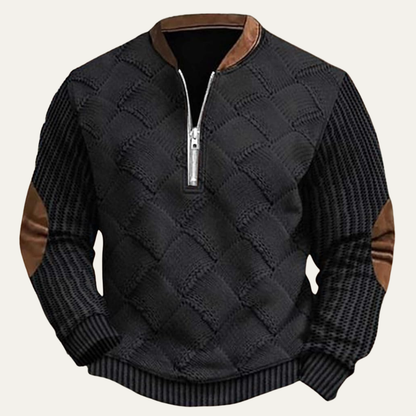 Men's Cozy Patterned Elbow Patch Sweater - Nocini