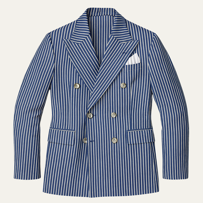Classic Navy Striped Men's Blazer Suit - Nocini