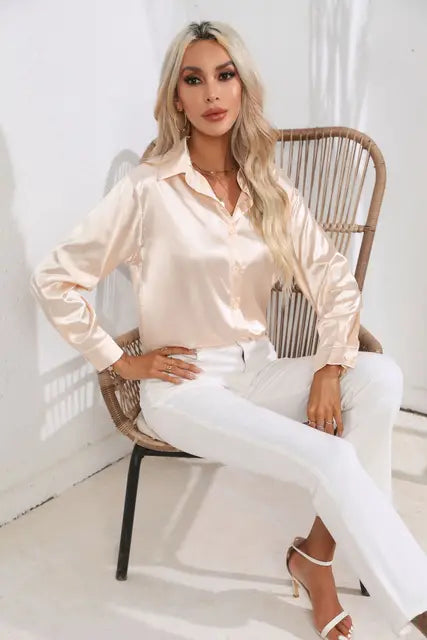 Classic Ladies Button Front Shirt Loose Fit
