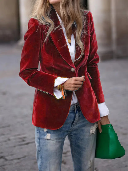 Classic Women's Blazer with Metal Buttons