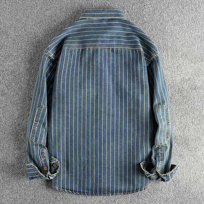 Classic Mens Relaxed Fit Striped Cotton Shirt