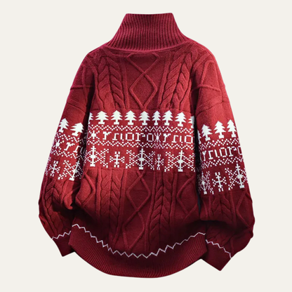 Warm Mens Nordic Knit Button Jacket