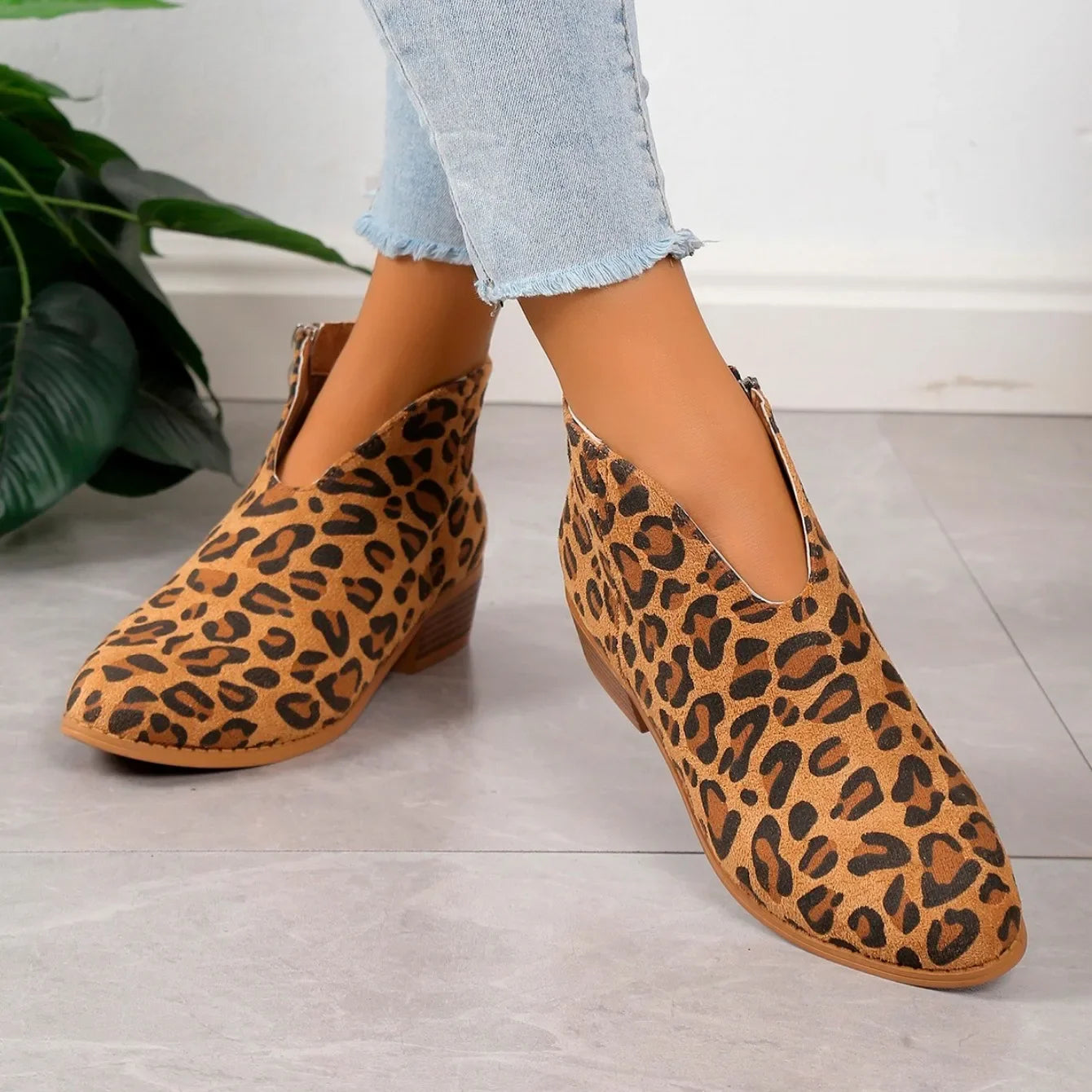 Chic Leather Low Heel Boots for Women