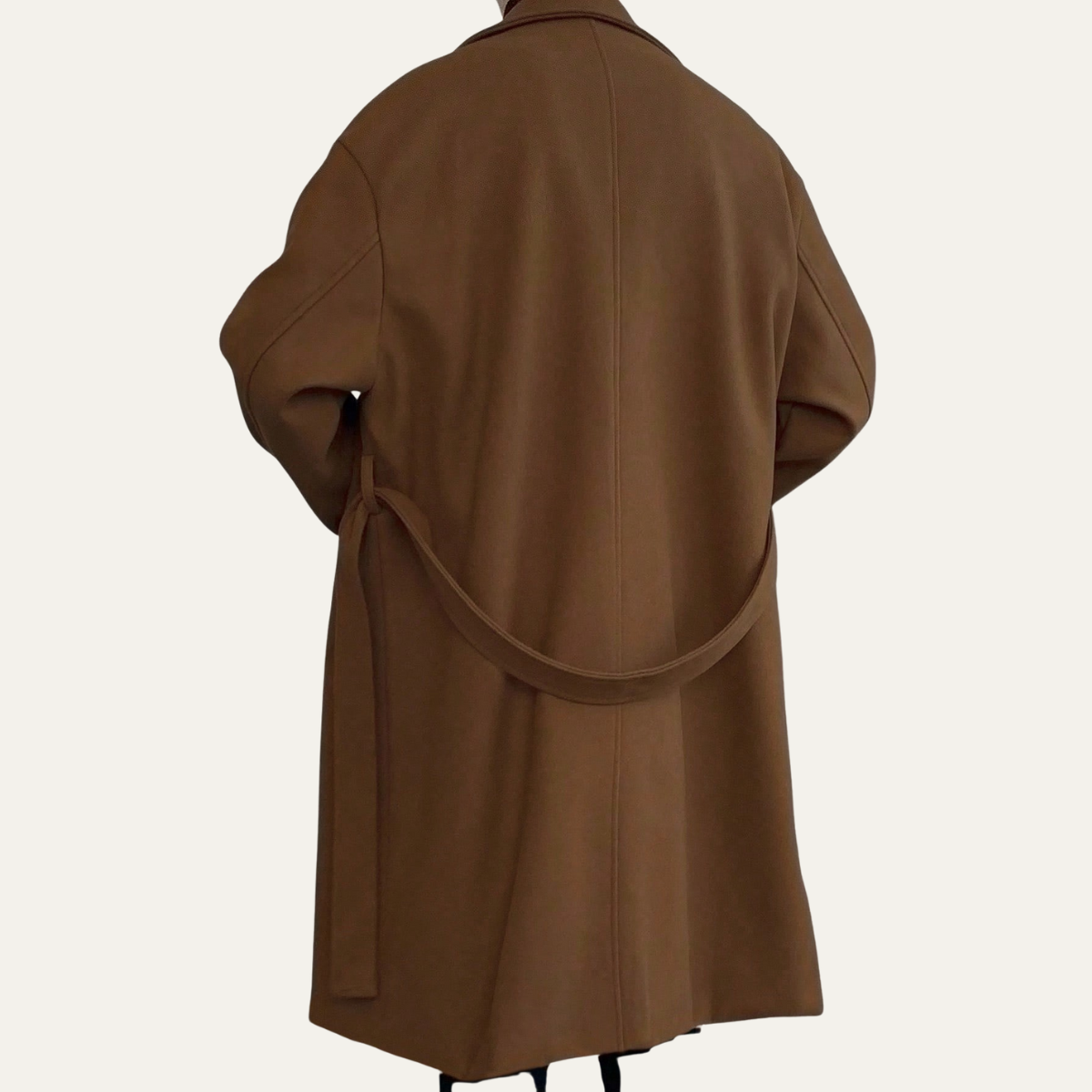Classic Men's Camel Overcoat with Adjustable Belt