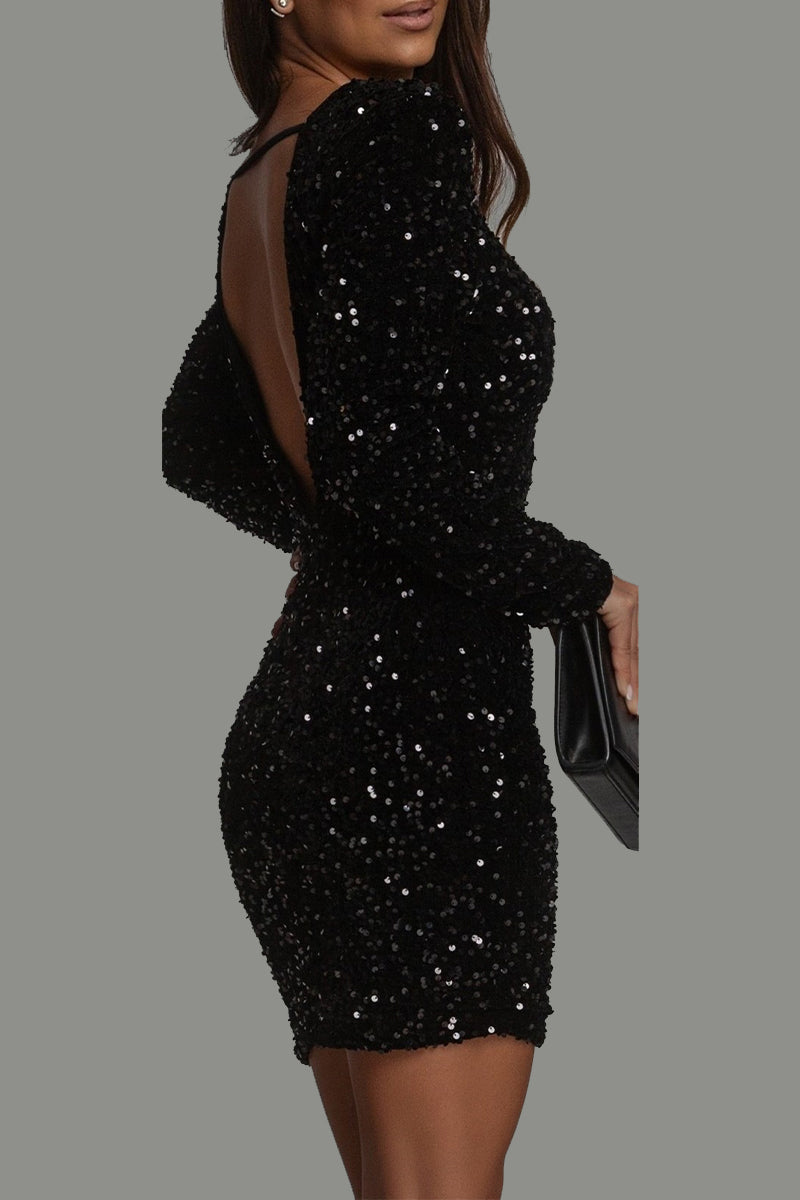 Sparkly Little Black Party Dress for Women - Nocini