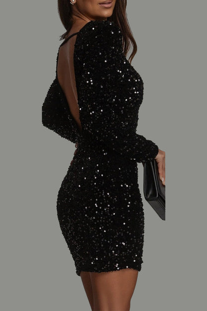 Sparkly Little Black Party Dress for Women - Nocini