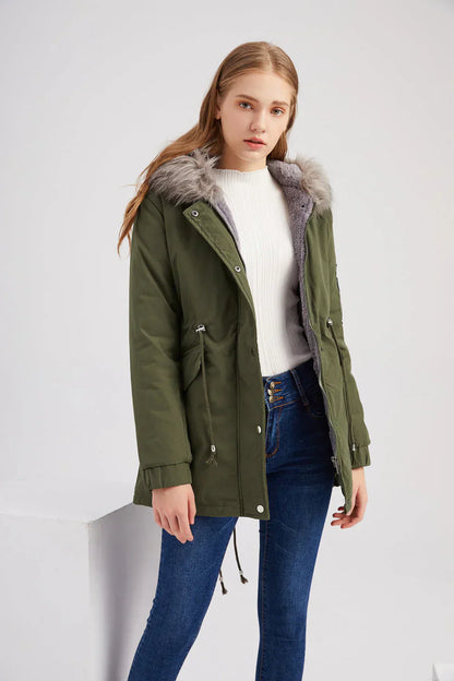 Waterproof Women's Coat with Hood and Faux Fur Lining - Nocini