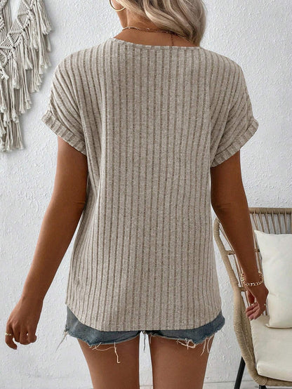 Textured Front Button Women's Blouse