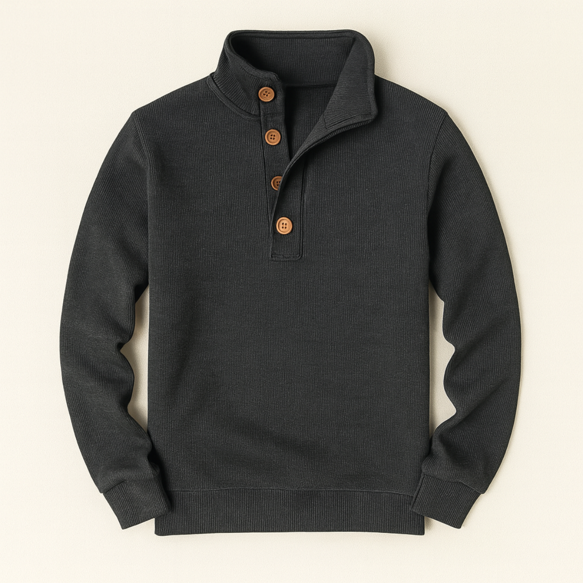 Premium Men's Charcoal Crew Neck Knit Sweater - Nocini