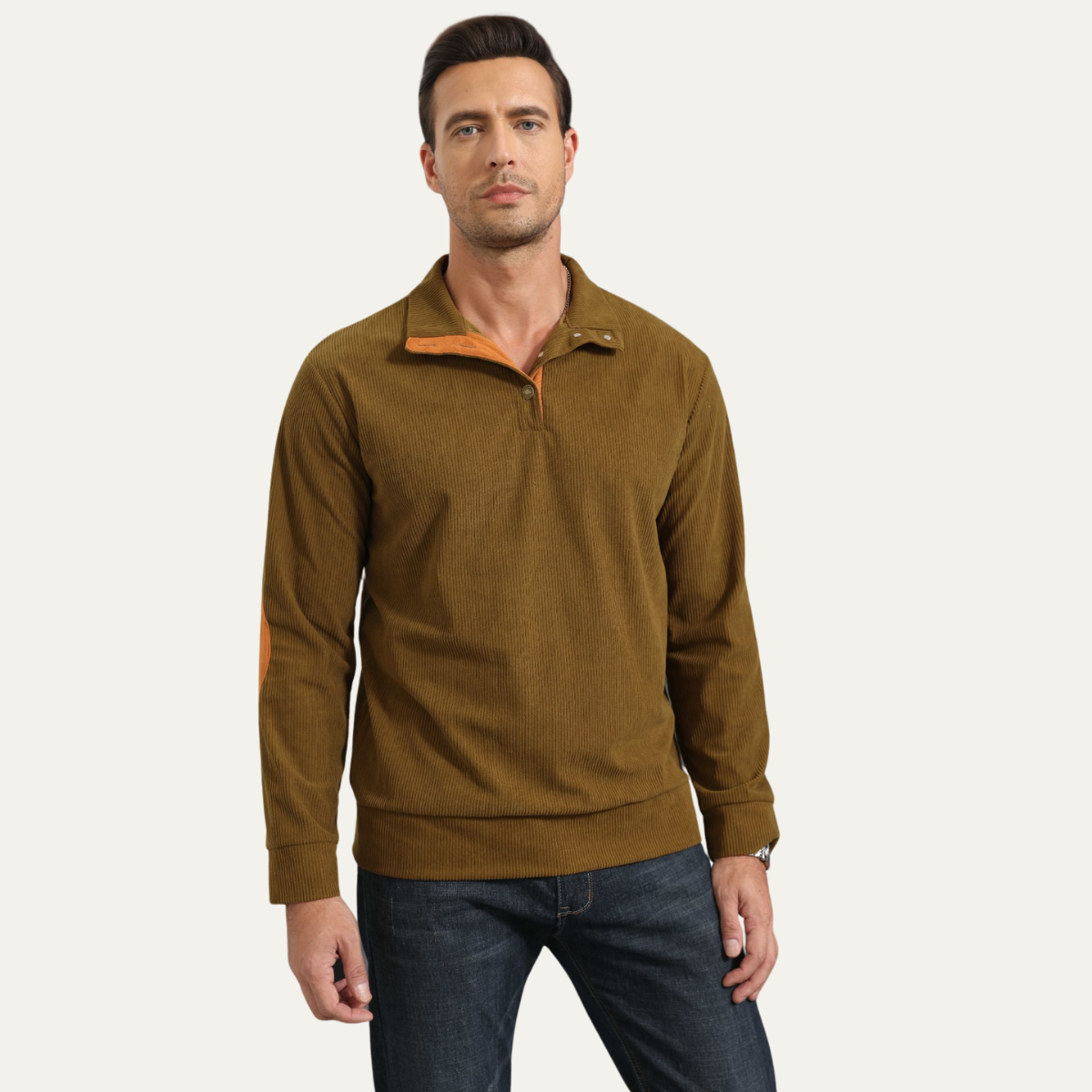 Men's Fashionable Crew Neck Ribbed Knit Sweater