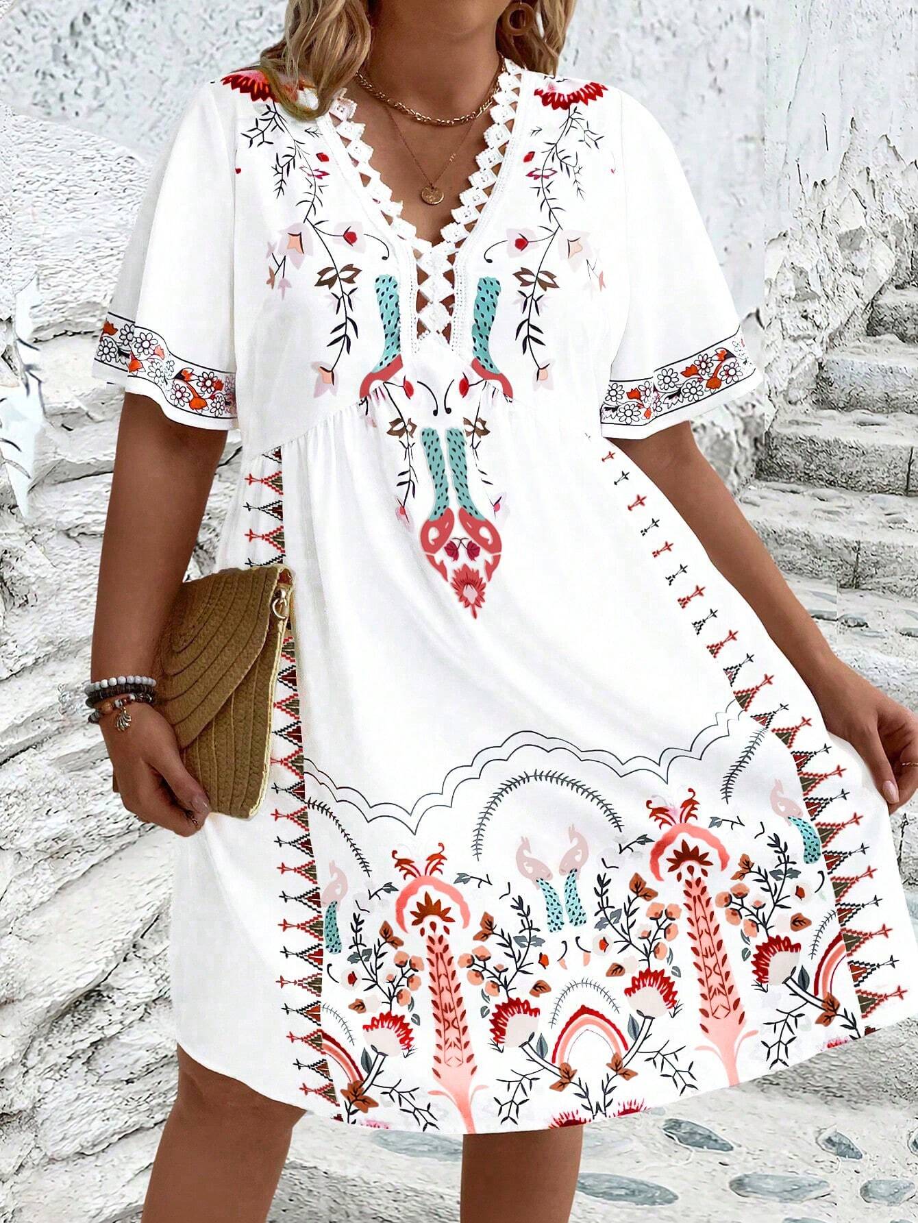 Curvy Chic Bohemian Midi Dress - Nocini