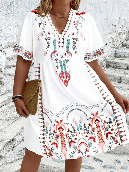 Curvy Chic Bohemian Midi Dress - Nocini