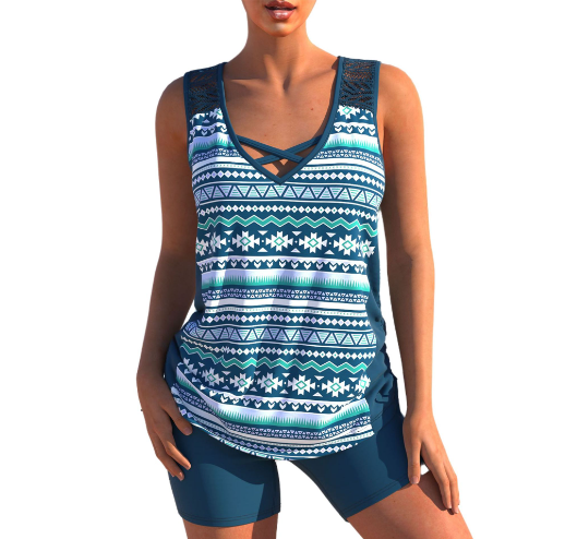 Women's Swimsuit Set - V Neck - Halter Top Swimwear
