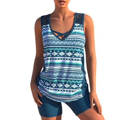 Women's Swimsuit Set - V Neck - Halter Top Swimwear