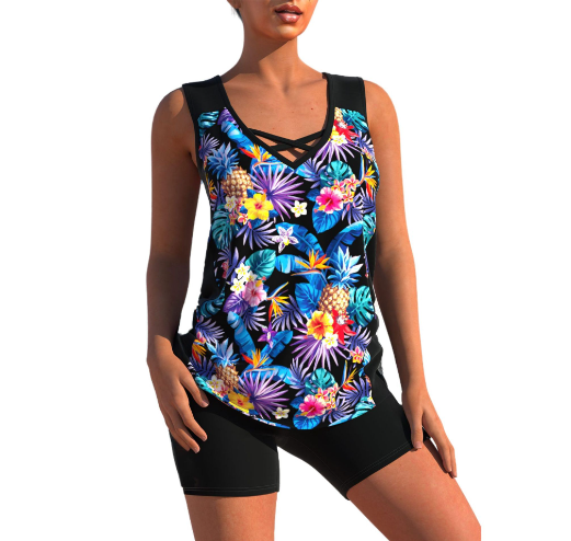 Women's Swimsuit Set - V Neck - Halter Top Swimwear