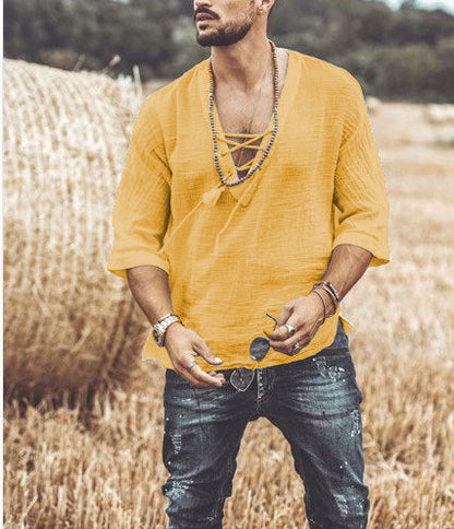 Casual Men's Shirt with Comfortable 3/4 Sleeves